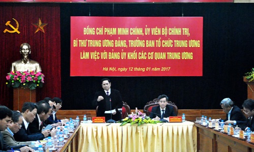 Đồng chí Phạm Minh Chính làm việc với Đảng ủy Khối các cơ quan Trung ương